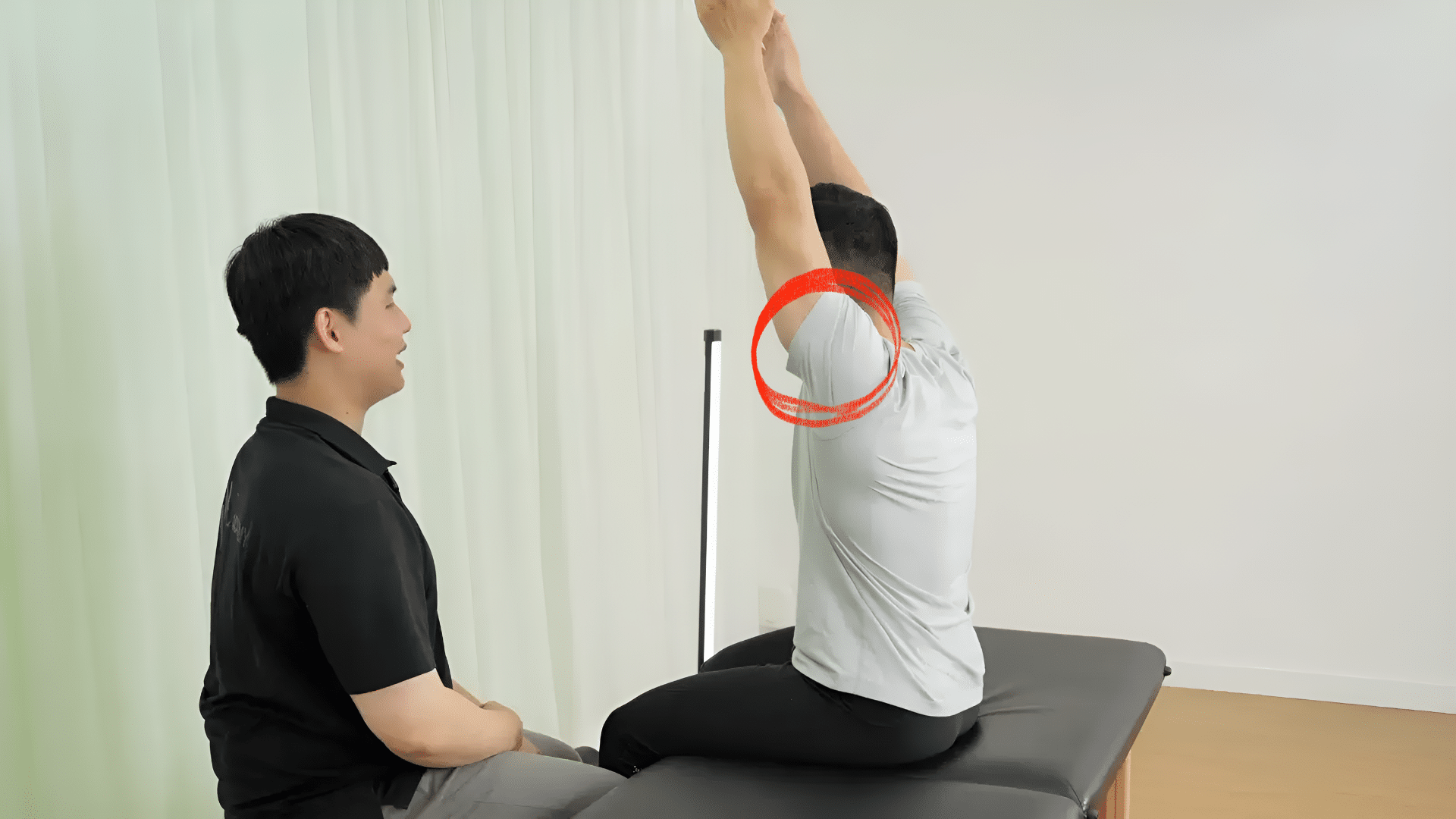 견갑하근 인지 운동 전후 비교 — 좌측 어깨 굴곡 개선